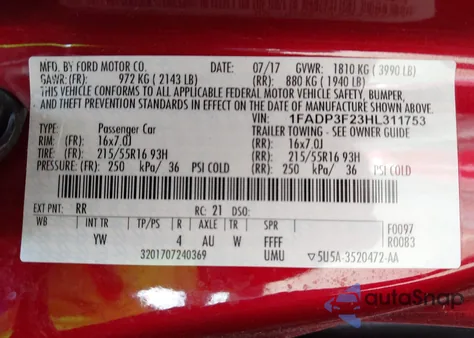 2017 Ford Focus Se from USA, damaged, VIN 1FADP3F23HL311753